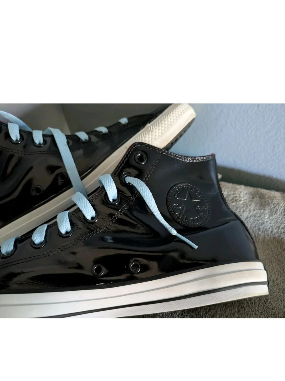 Converse All Star Patent Leather High Top Shoes Size 11.5 Men Chucks Clean!